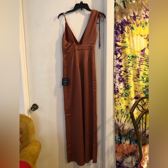 Lulu’s Look of Luxe Satin Jumpsuit Color- Rusty Rose Size- Extra Small - Picture 10 of 12